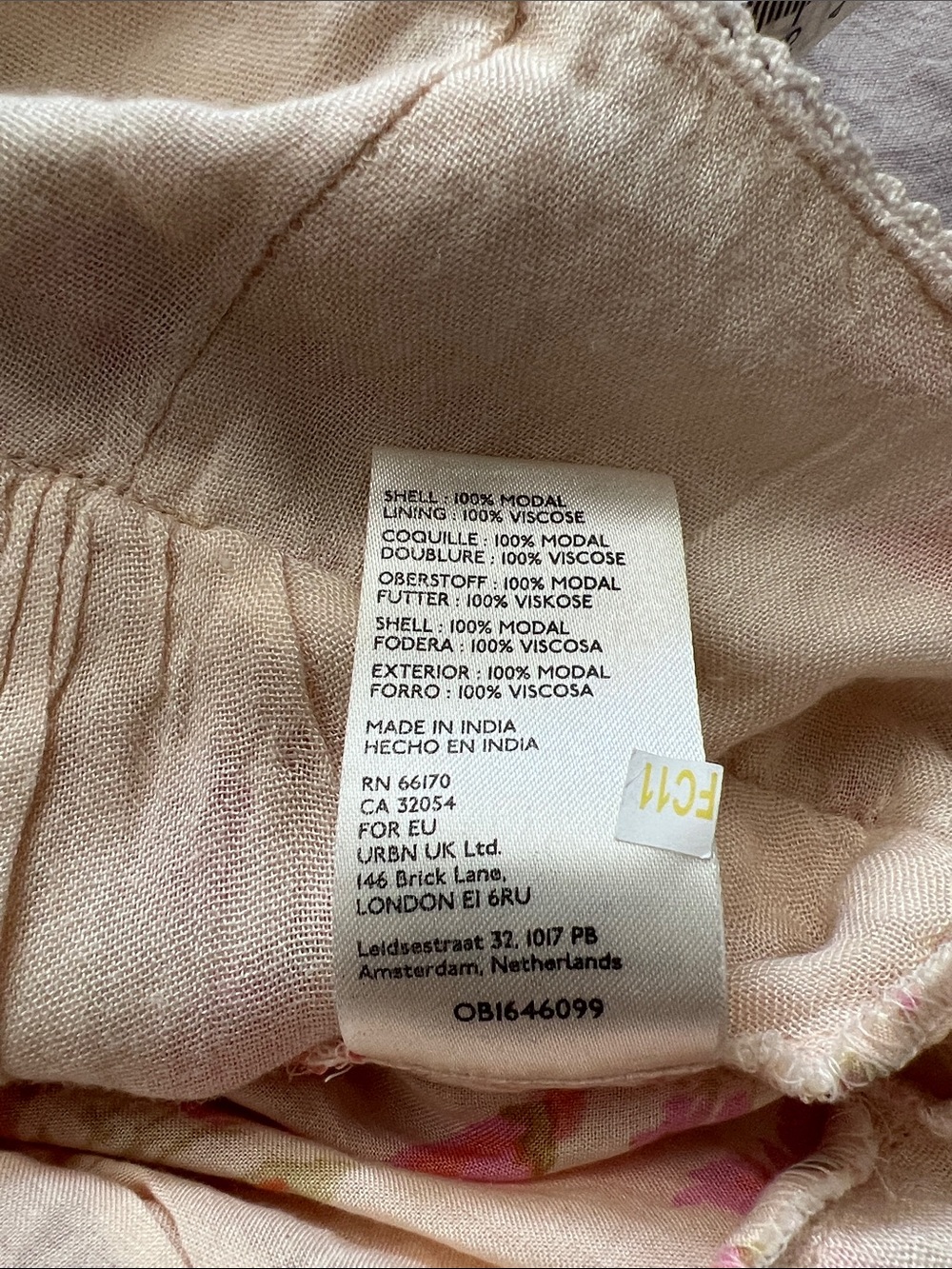 New Without Tags Free People Pink & Cream Floral Tie-Front Puff Sleeve Top - Picture 8 of 8